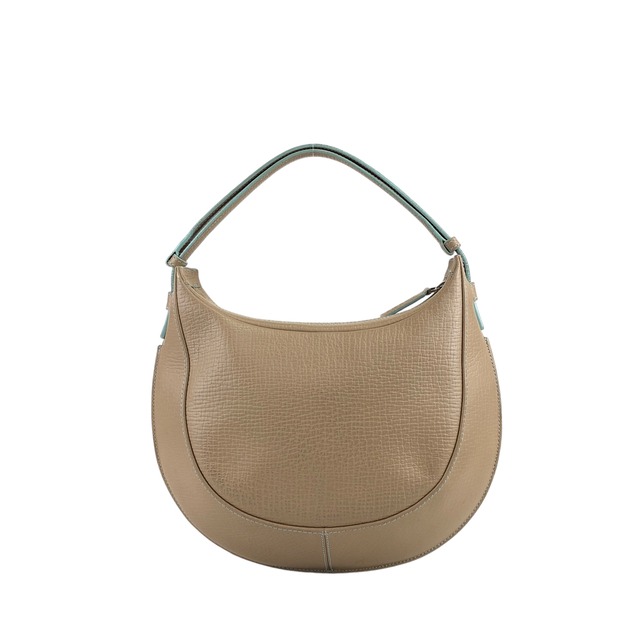 LOEWE ロエベ ショルダーバッグ ベージュ ロゴ レザー 型押し ホーボーバッグ ラウンド vintage ヴィンテージ オールド udejma
