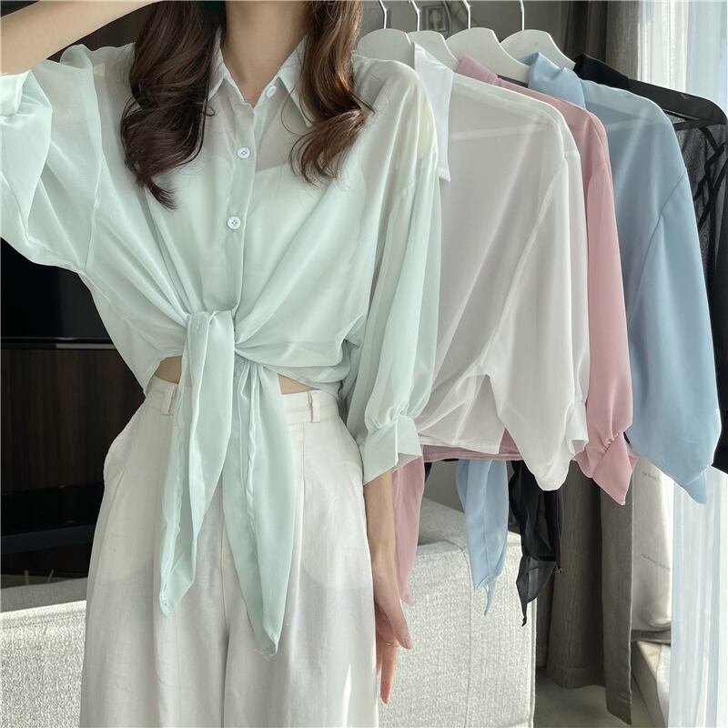 サマーカーディガン薄手ジャケット ルーズホワイトシャツ スリーブトップス 夏物 YY-ファッション72730249738