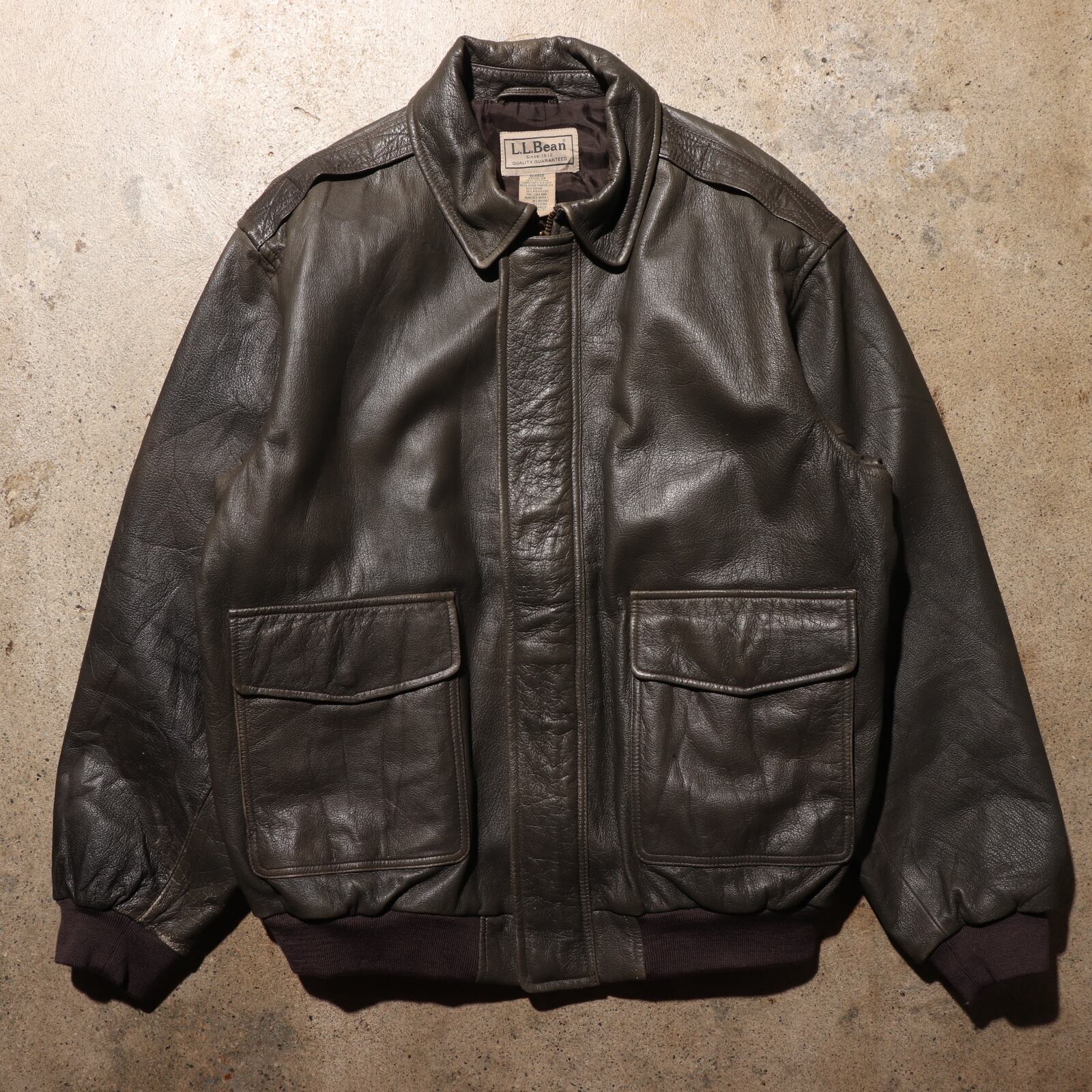 美品 XL エルエルビーン A-2 Thinslate中綿 レザージャケット L.L.Bean 