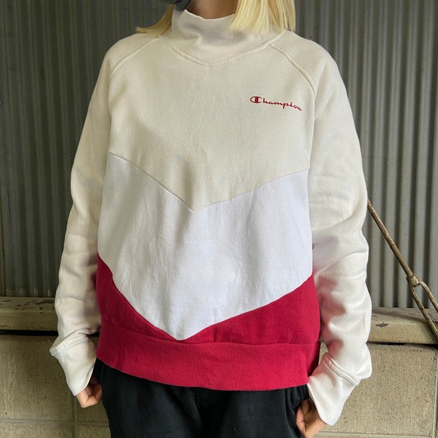 Champion チャンピオン モックネック 切り替え スウェットシャツ 