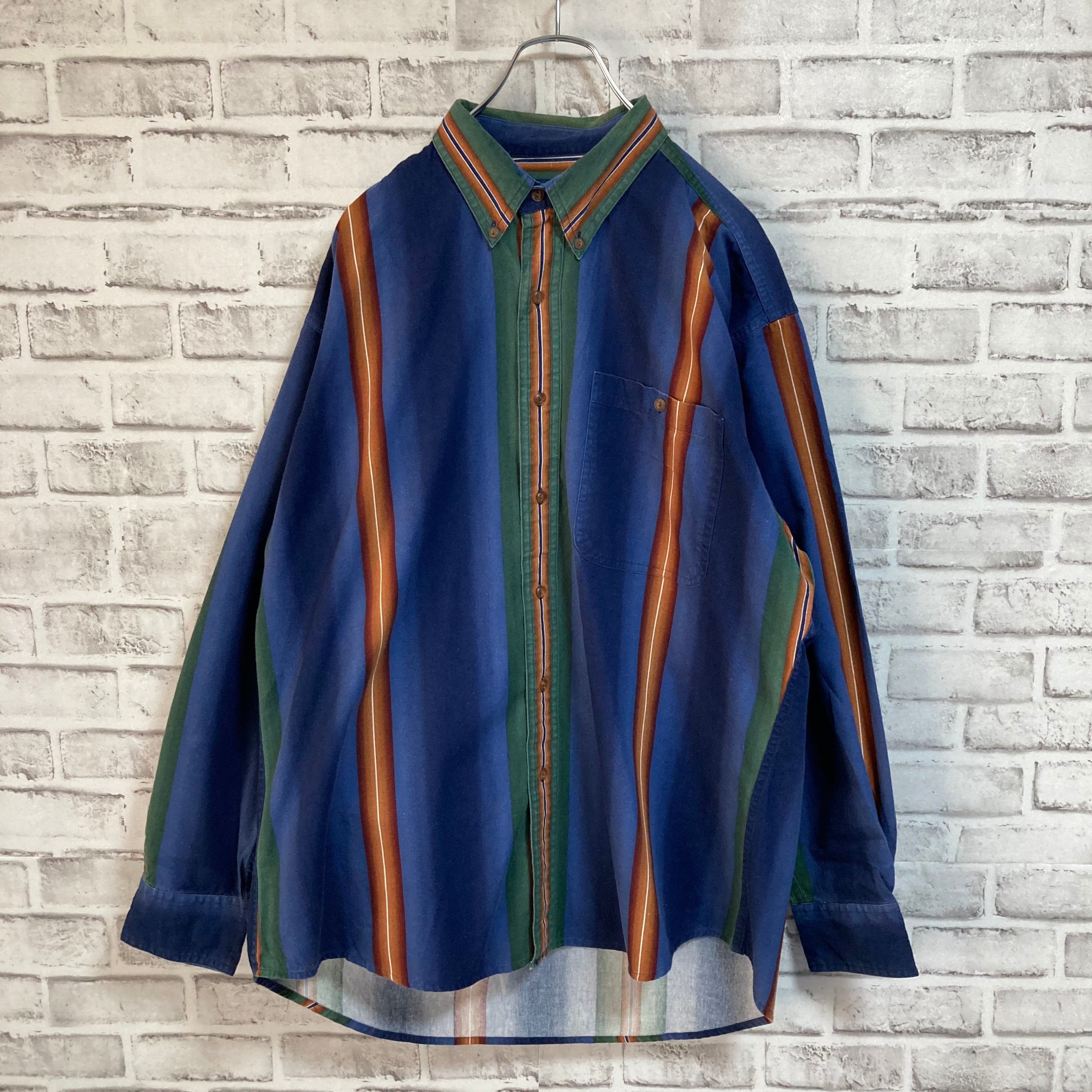 CHAPS RALPH LAUREN】L/S Stripe BD Shirt L 80s チャップス ラルフ