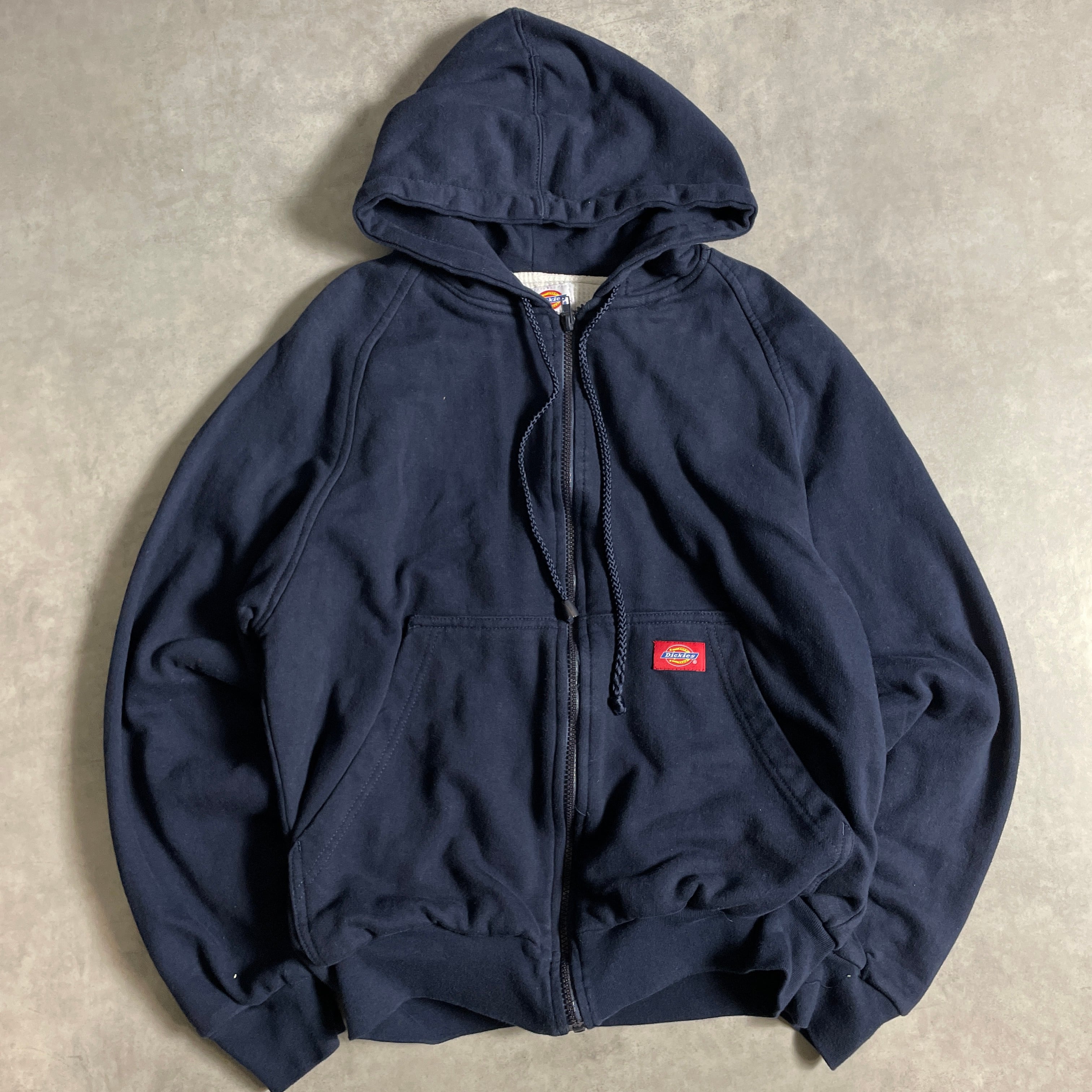 90s Dickies 裏サーマル ジップパーカー ダブルフェイス フェード 紺色 vintage