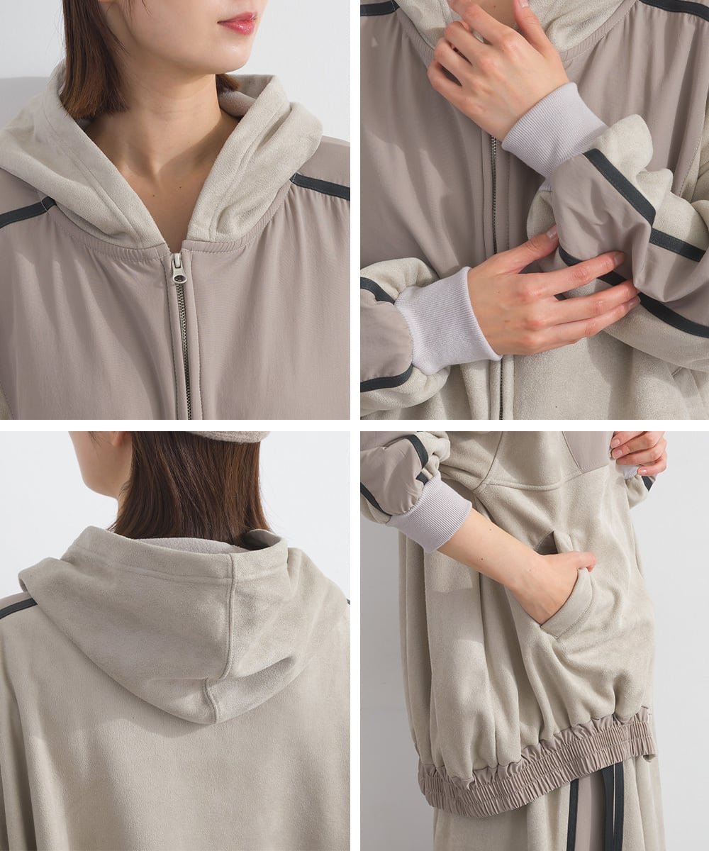 K54017 フェイクスエードZIPパーカー / Faux Suede Zip Hoodie | meme