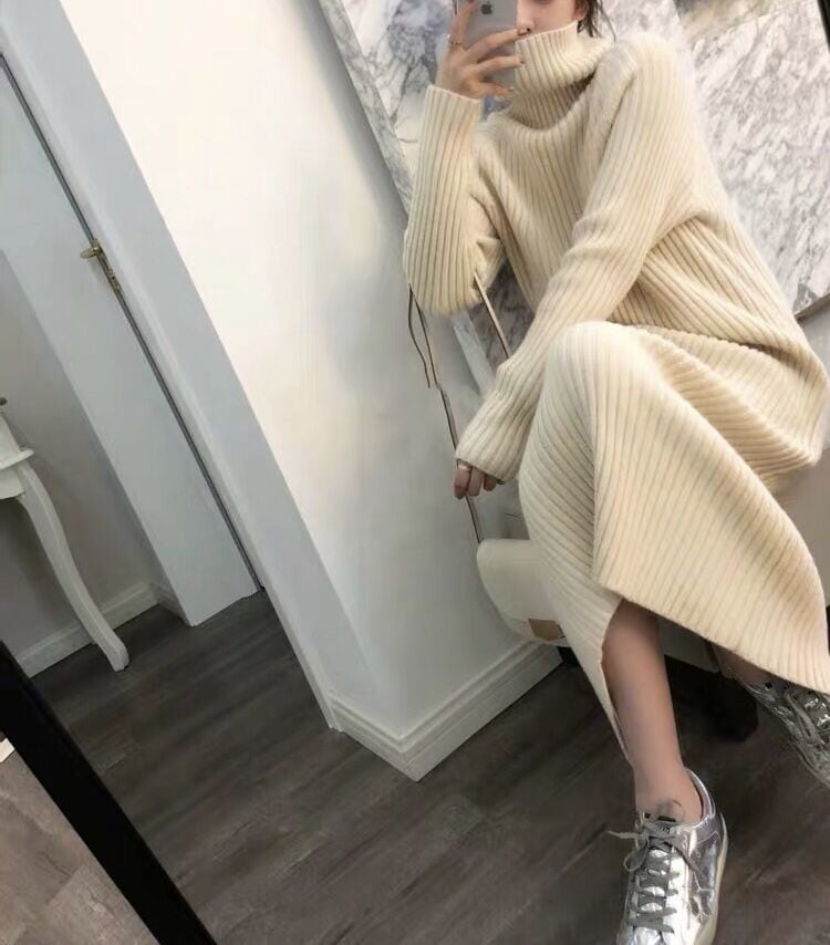 ◆一部即納◆リブタートルワンピース(即納:1-4営業日/予約:1-2週間程でお届け)