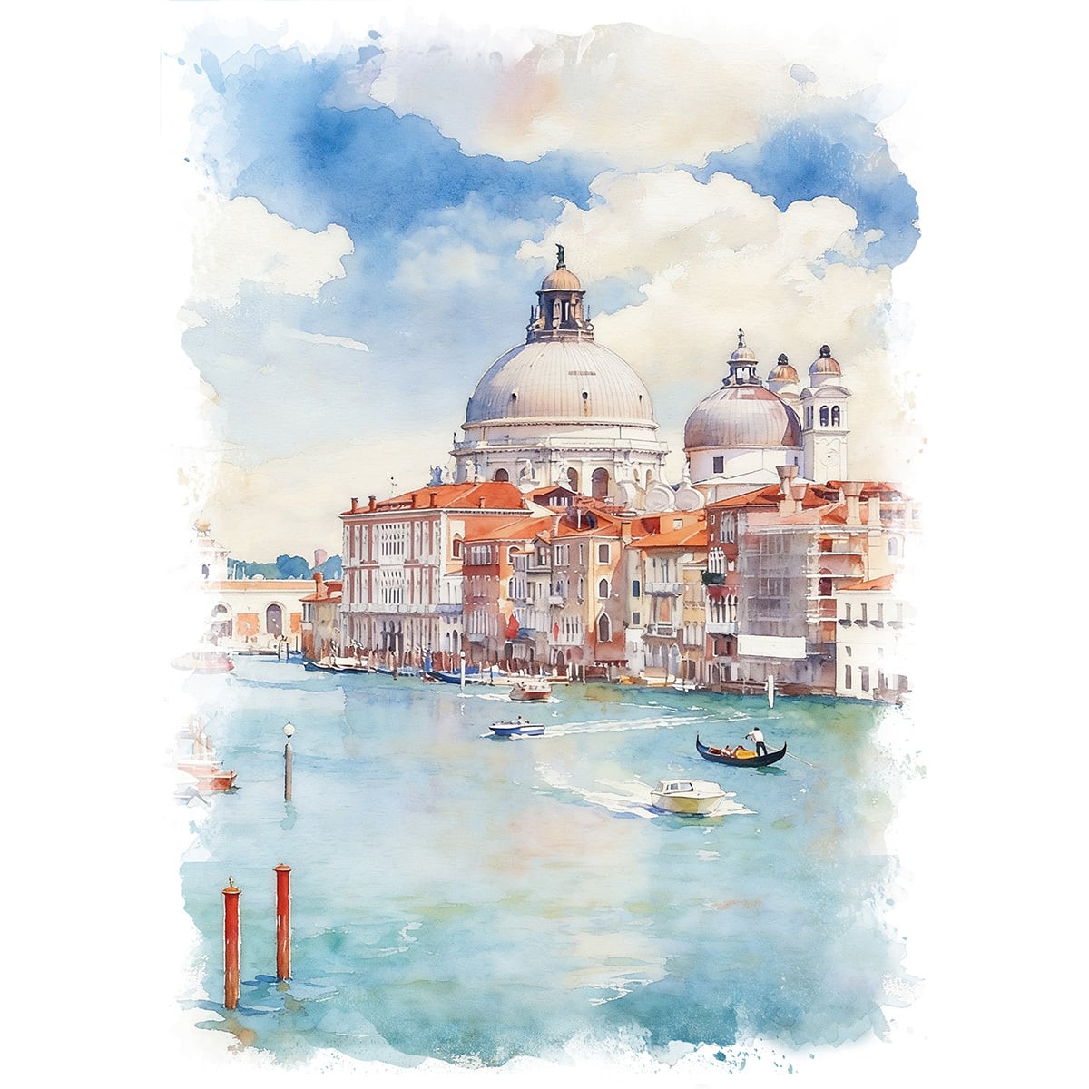 絵画 イタリアの風景画(街並み) ローマ 自転車のある風景 インテリア