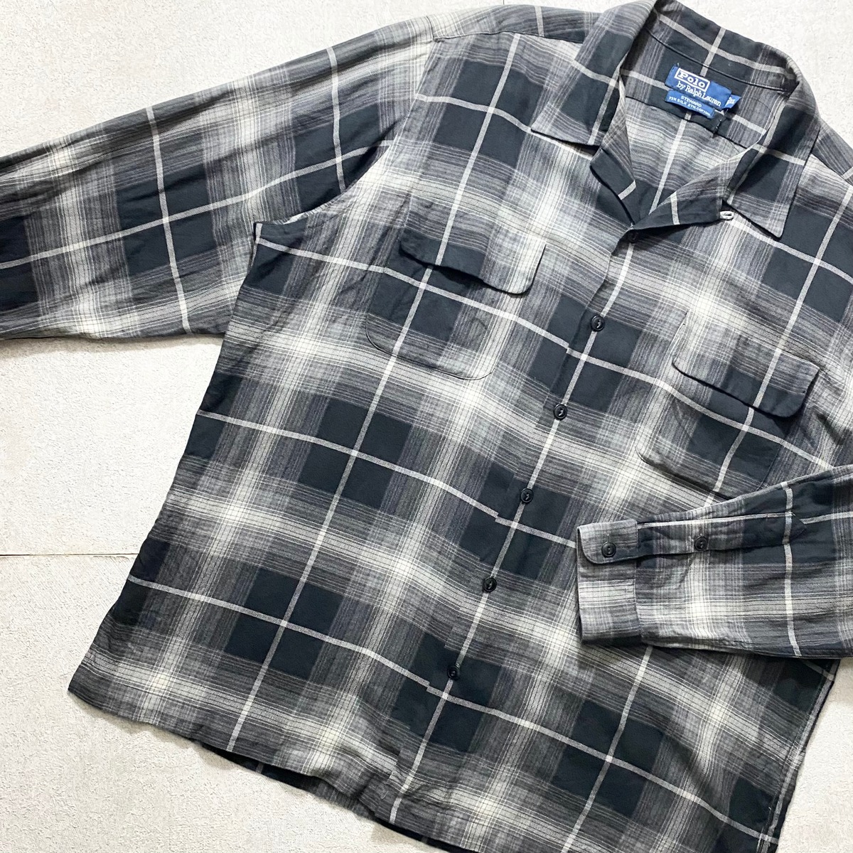 vintage POLO by RALPH LAUREN ombré check pattern open collar shirt 