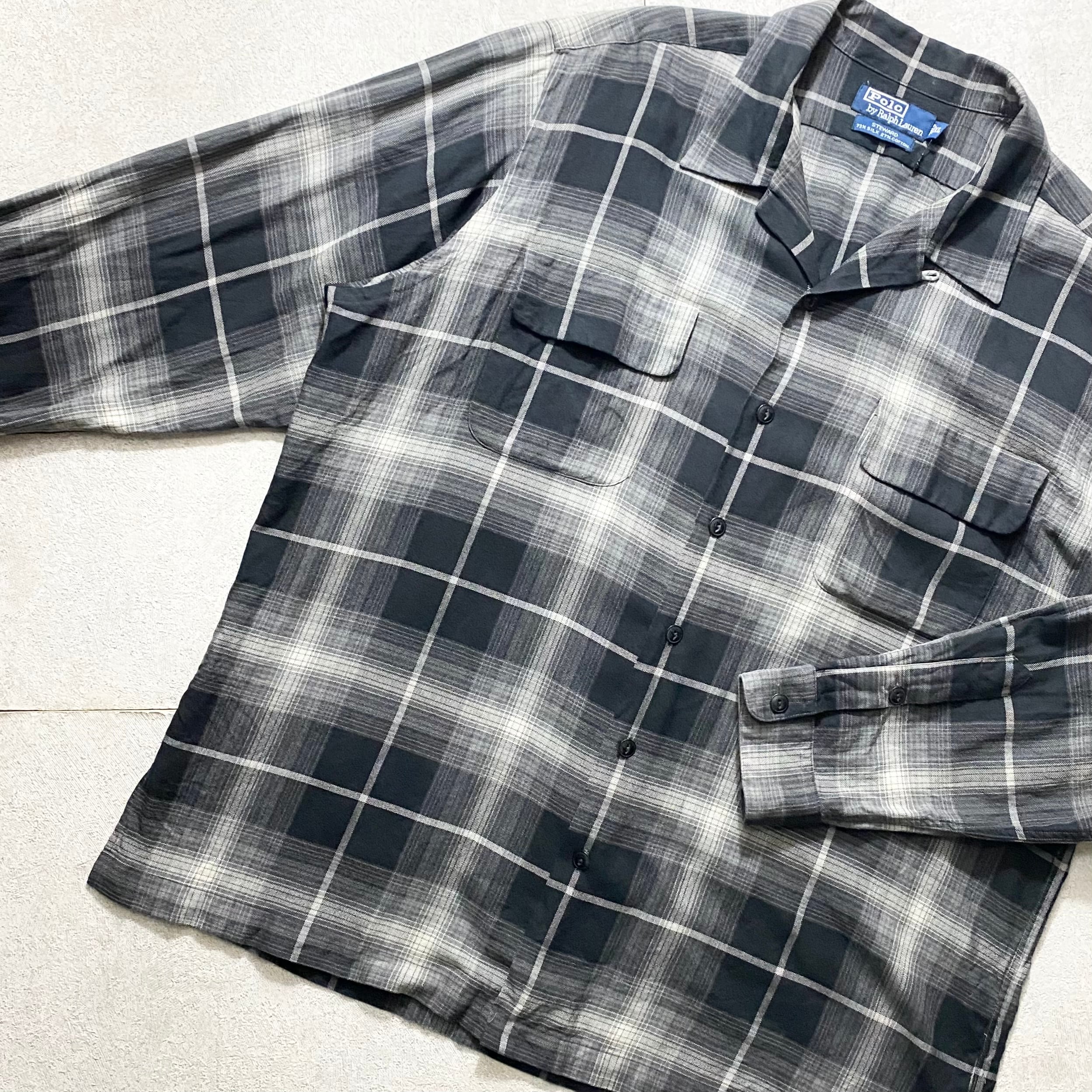 vintage POLO by RALPH LAUREN ombré check pattern open collar shirt 