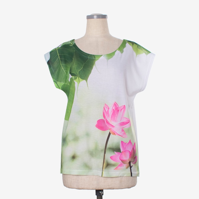 ヨガプリントTシャツ ボダイジュ１　Yoga print T-shirt Bodhi Tree1