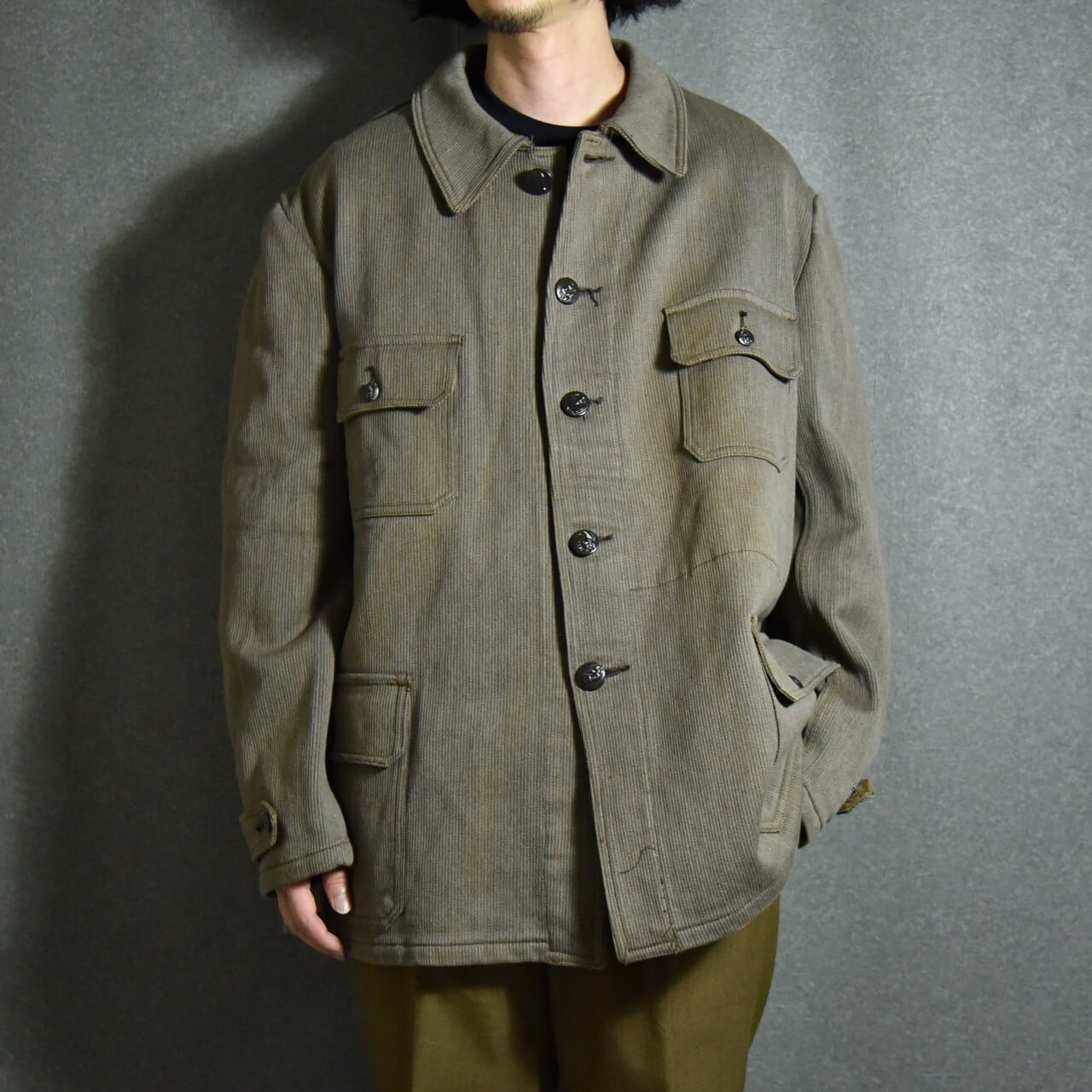 50-60s French Vintage Hunting Pique Jacket With Animal 50-60s French Vintage Hunting Pique Jacket With Animal