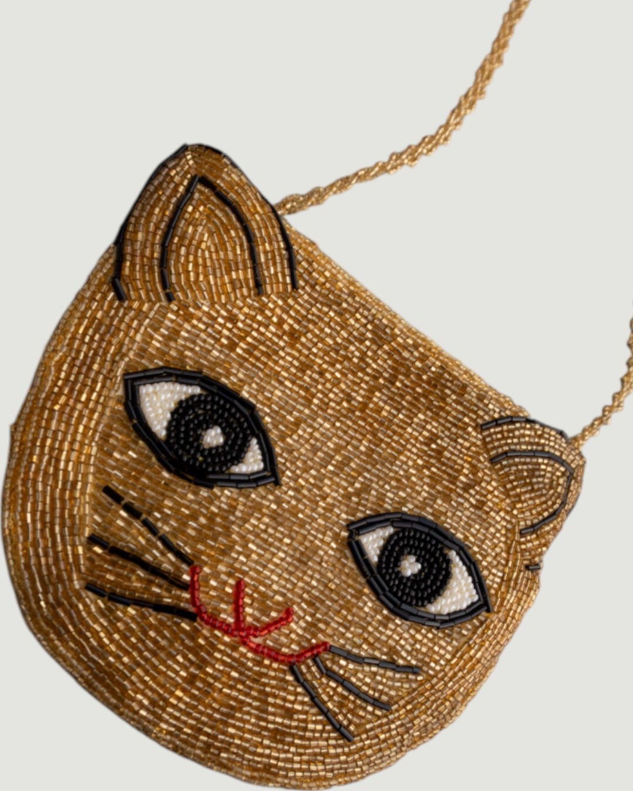 【古着】ねこのゴールドビーズポシェット - 2