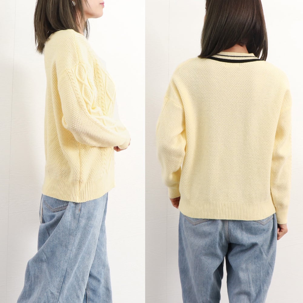 ケーブル編み ニット セーター レディース 春秋冬 韓国 トップス おしゃれ 大人 かわいい フェミニン ケーブルニット ゆるかわ 大人可愛い 大人女子