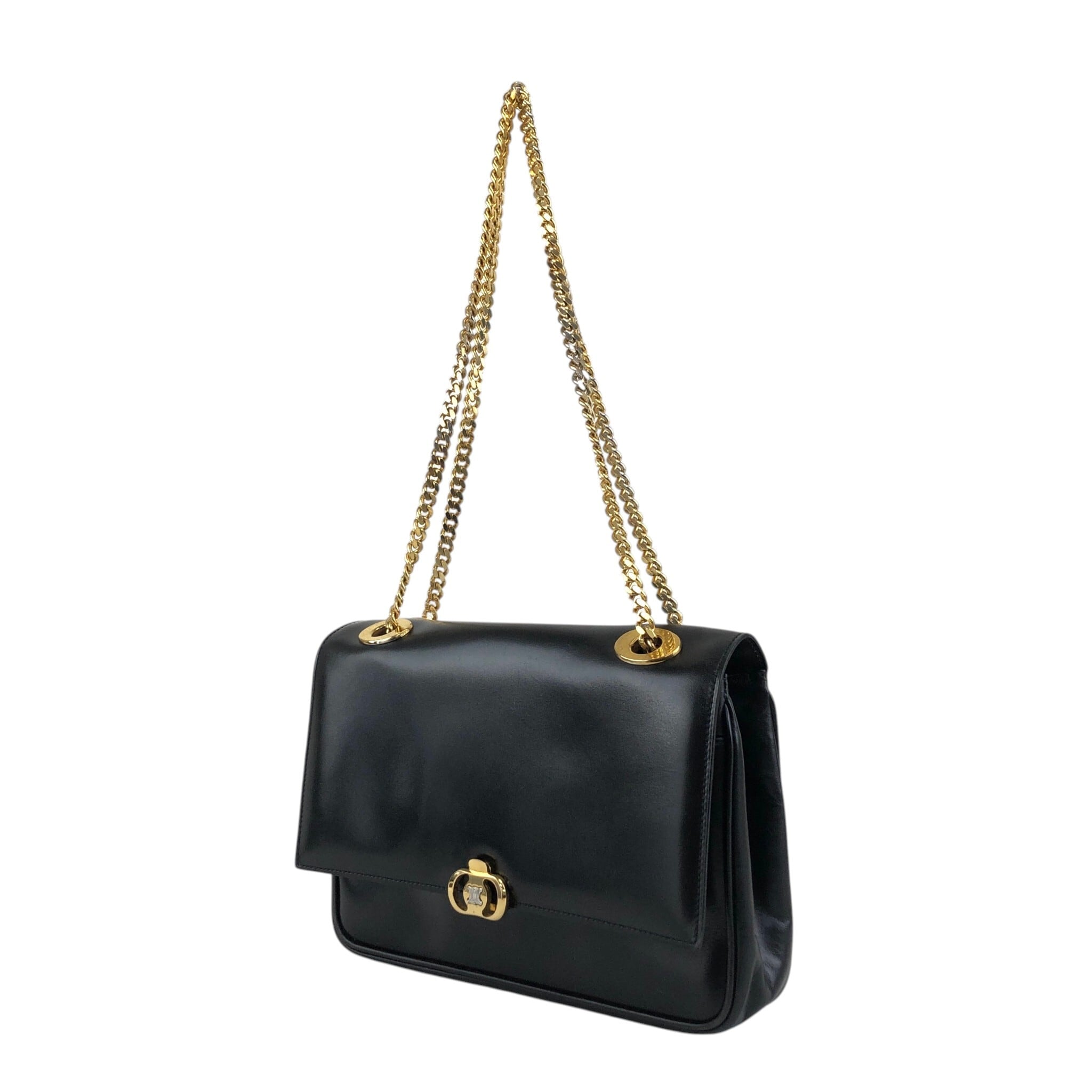 CELINE セリーヌ ショルダーバッグ ブラック ブラゾン レザー チェーン
