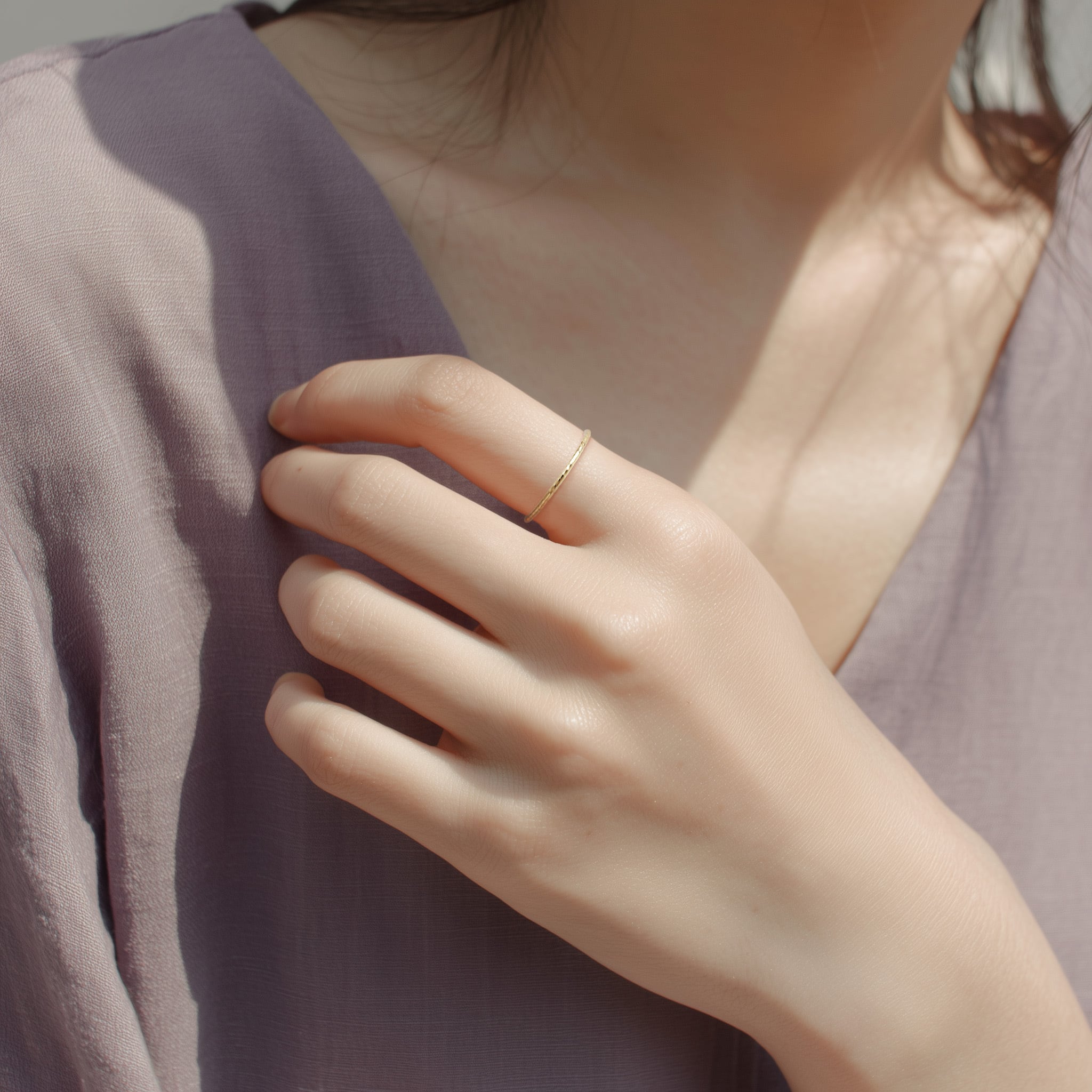 K10 1mm イエローゴールド カットワイヤーリング つけっぱなし No.138