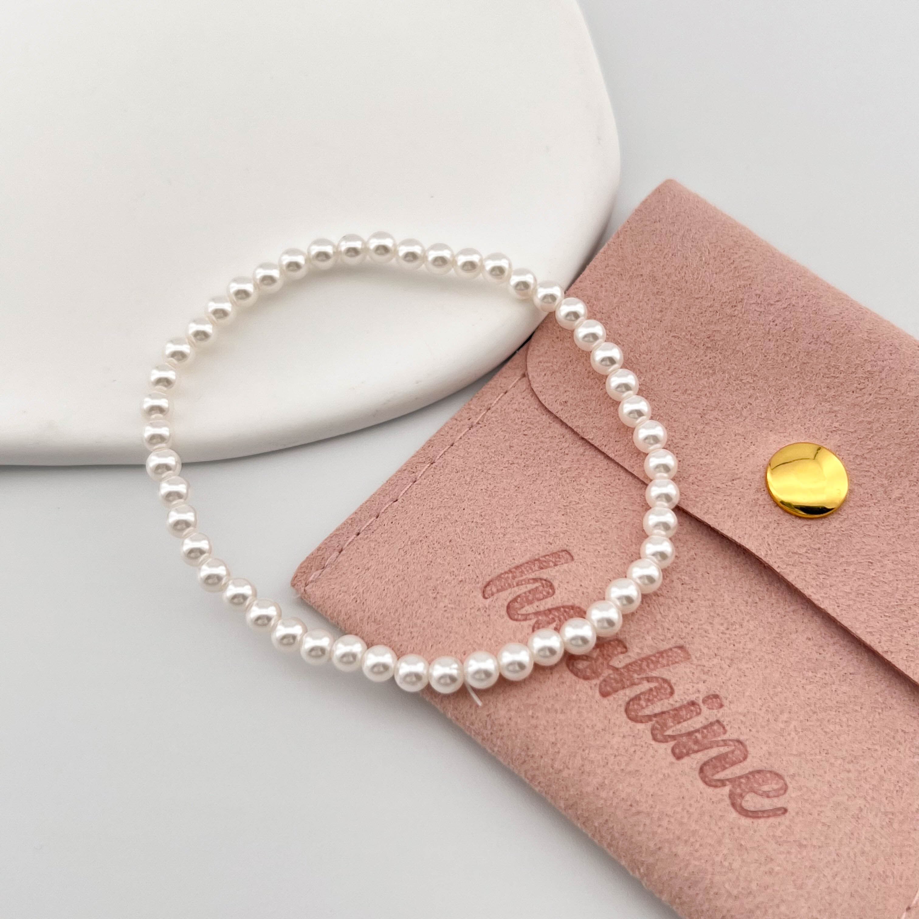 シンプルで上品なパール伸縮性タイプブレスレット