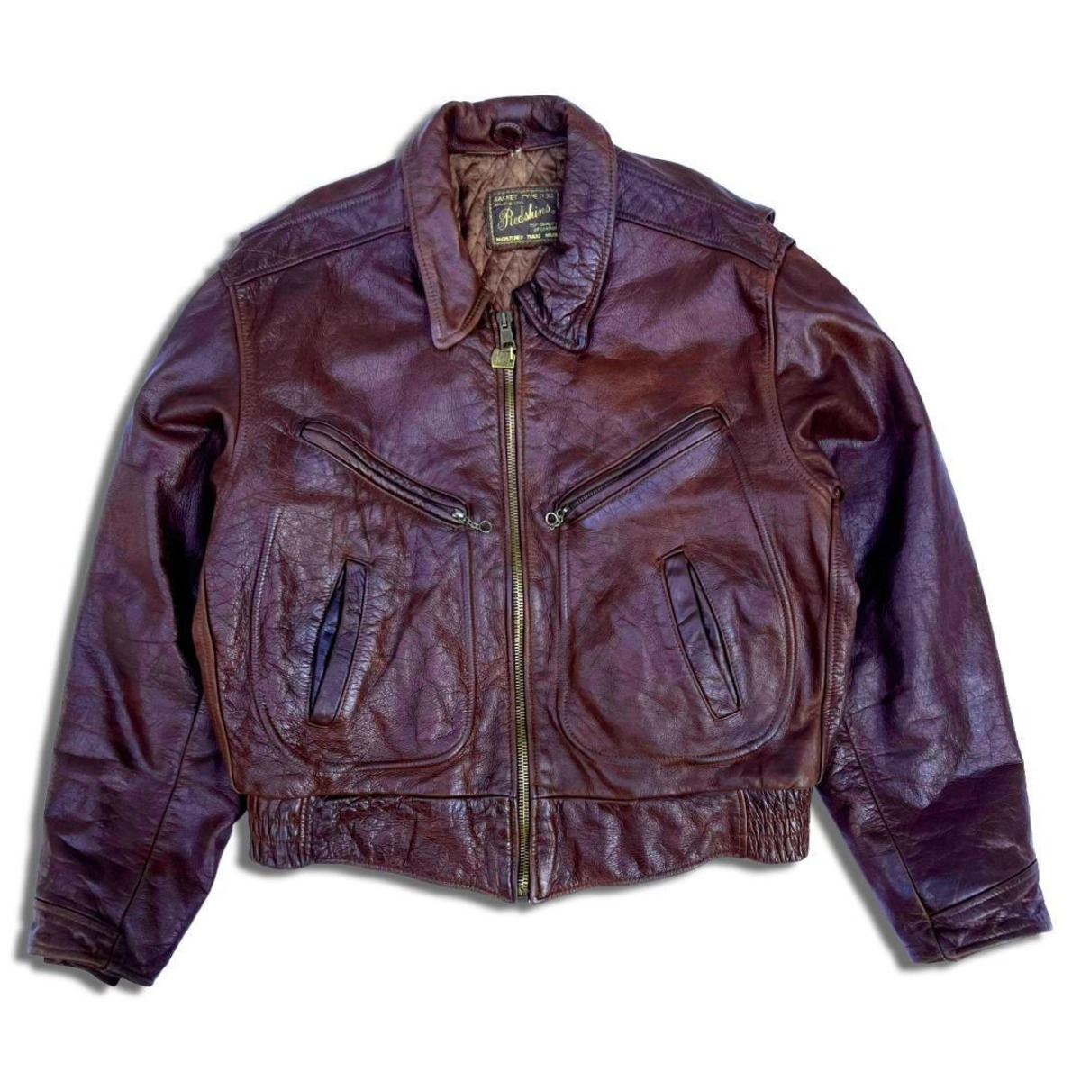 REDSKINS レザージャケット レッドブラウン 2XL レッドスキンズ レザー 