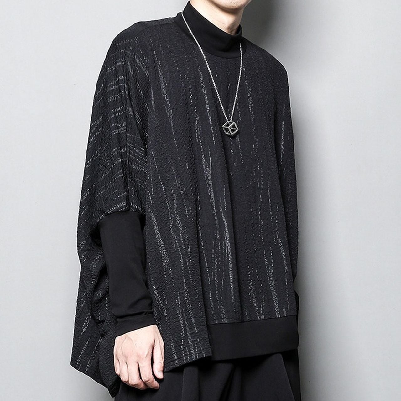 Dolman-sleeve high-neck long-sleeve T-shirt(MT1640)