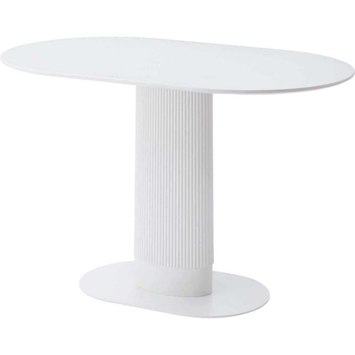 ダイニングテーブル PT-998WH 角丸 シンプル コンパクト スリム 食卓 机 テーブル デスク カフェ 1本脚 オーバル型 ホワイト 白 クラシック インダストリアル ストライプ 船底天板 丸角 おしゃれ モダン 店舗 ダイニング ショップ