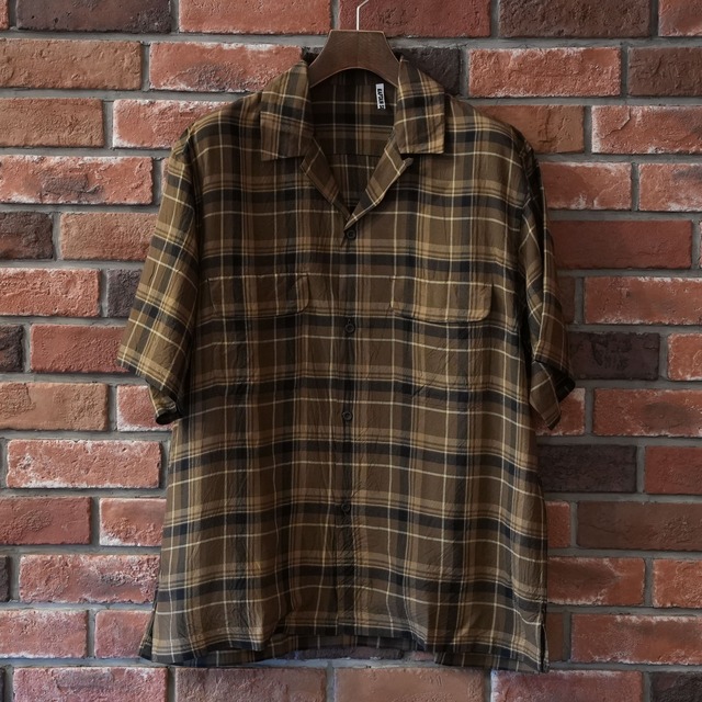 KAPTAIN SUNSHINE (キャプテンサンシャイン) 24SS "Short Sleeve Open Collar Shirt" -BROWN PLAID-