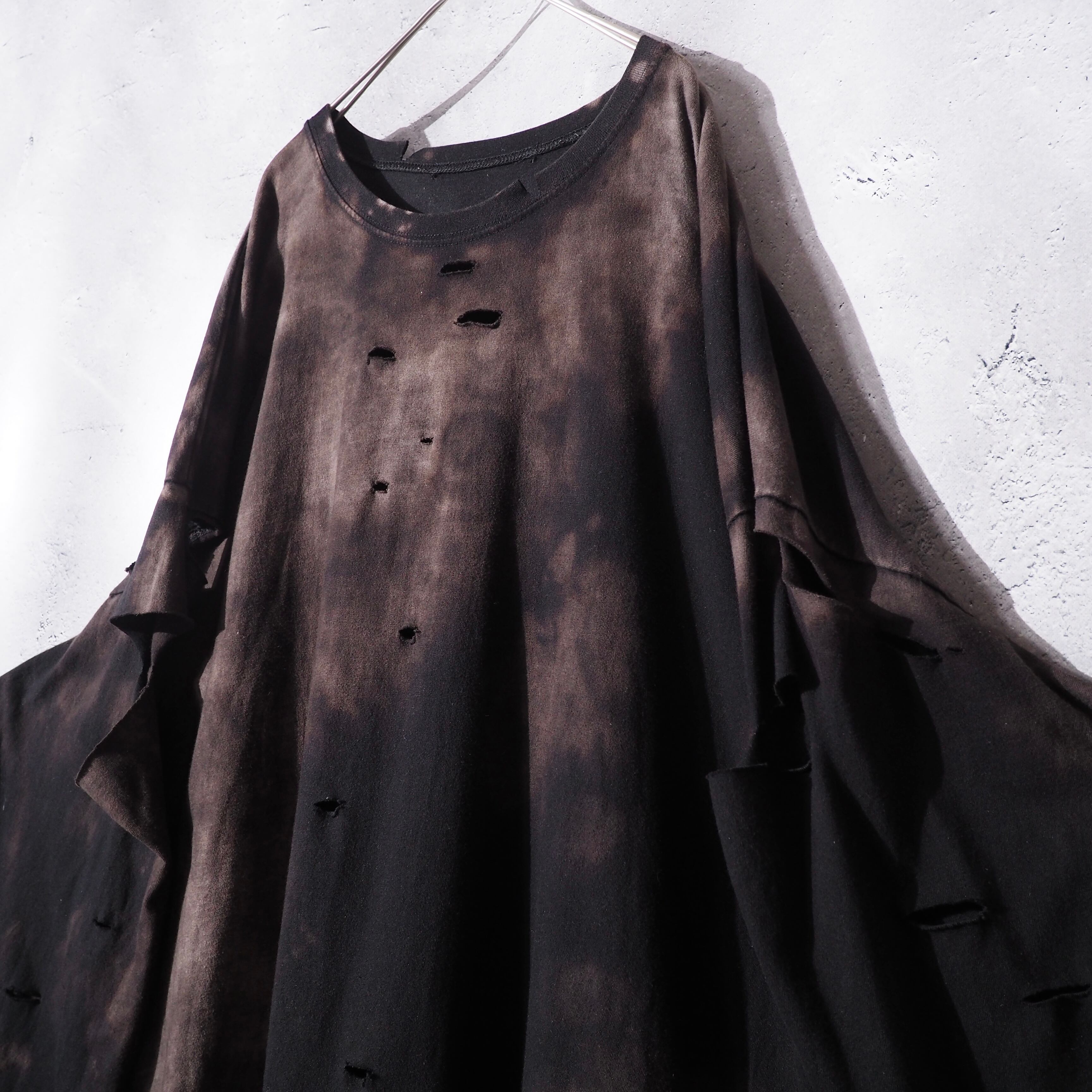 ” 循環 ” Over dyed × Damage Boro Circulation Long sleeve Re:make Tee