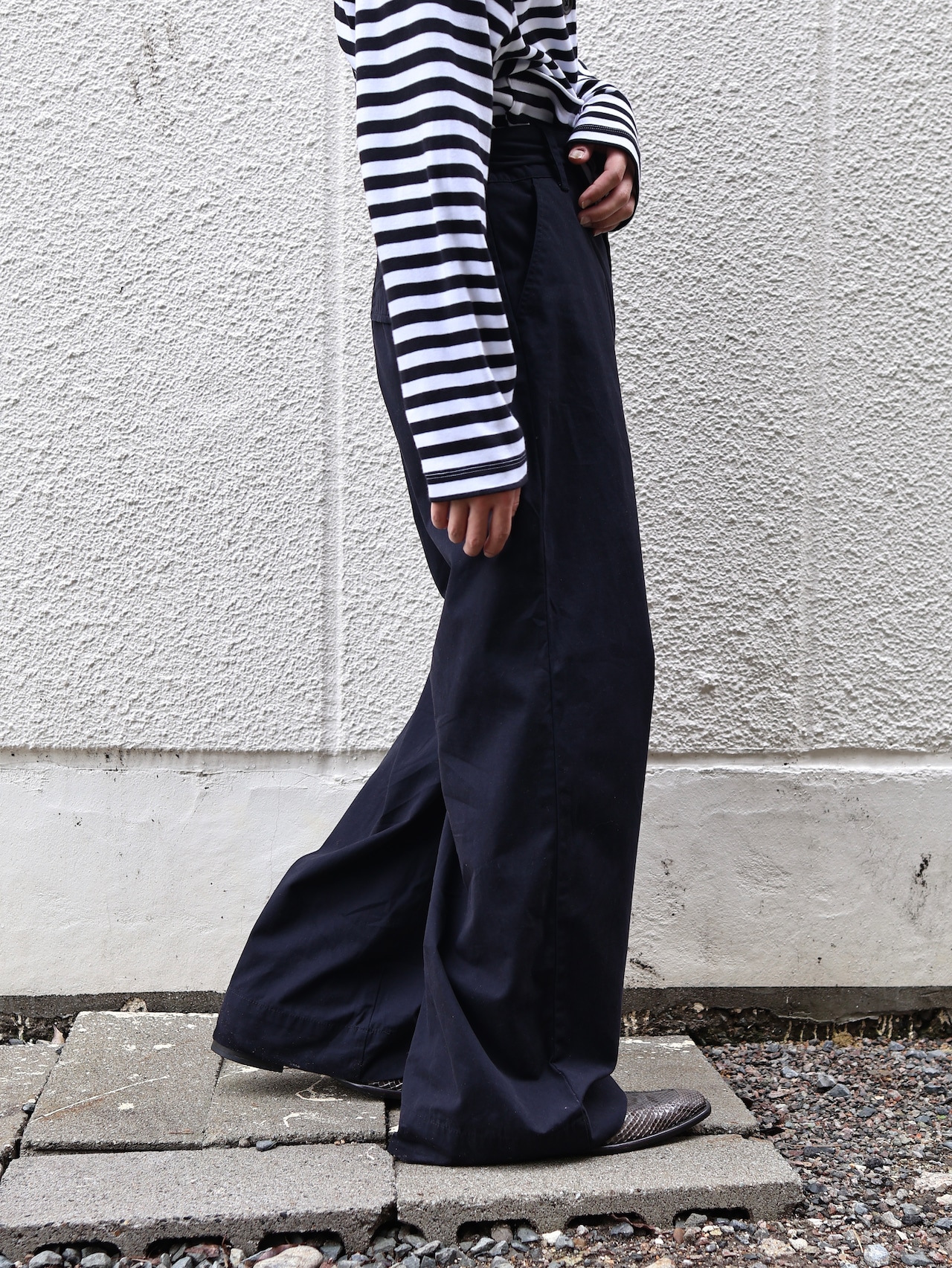 belted wide slacks