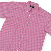 美品◆Munsingwear マンシングウェア シアサッカー ボタンダウン BD チェック柄 半袖シャツ サイズ MA/ピンク系/ゴルフ/日本製