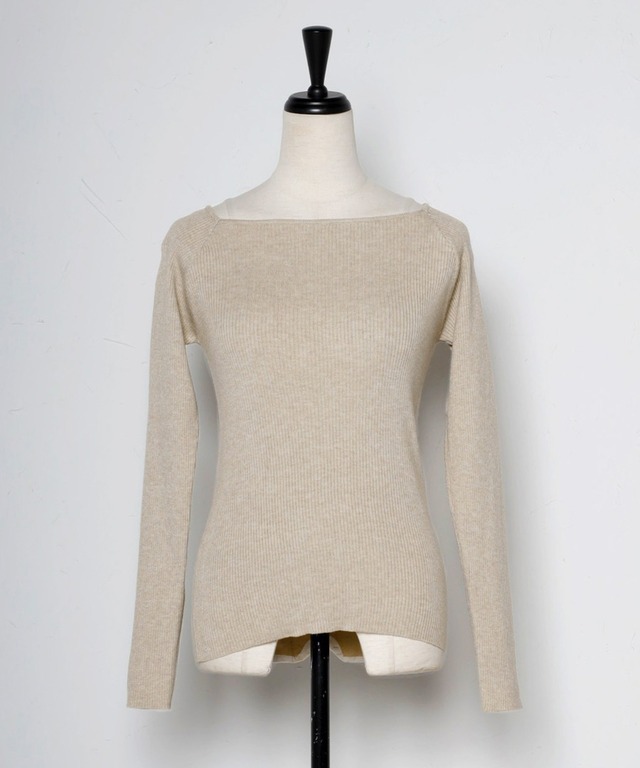 スクエアネックリブニットプルオーバー