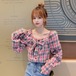 ✞ チェック柄シャツブラウスリボンスリムクロップトップ トップス ランタンスリーブ スウィート スクウェア ✞ゴスロリ SM ミリ 甘ロリ クラロリ 和ロリ エレガント 黒ロリ 姫ロリ 華ロリ BB-BB96910682796