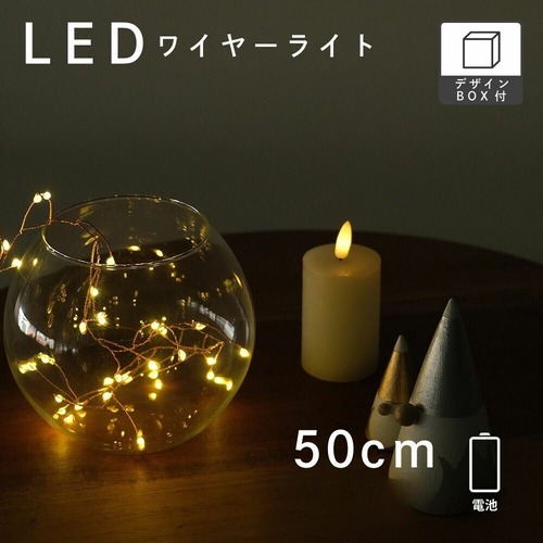 （ワイヤー50cm）LEDデコレーションライト グロート／電池式 クリスマス