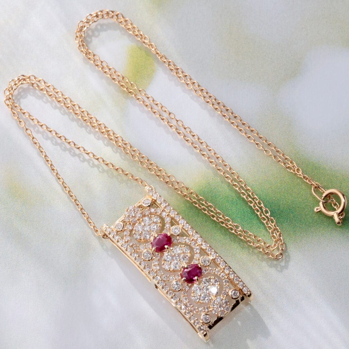 K18 ルビー 0.41ct ダイヤモンド 0.92ct ネックレス 750 YG ペンダント  