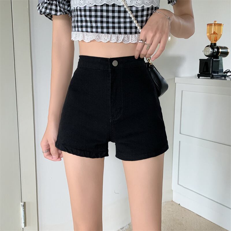 ショートパンツ ホットパンツ ボトム ハイウエスト Aライン ワントーン 無地 シンプル カジュアル 着回し 韓国ファッション S Xl Luluca 韓国トレンドファッションluluca ルルカ