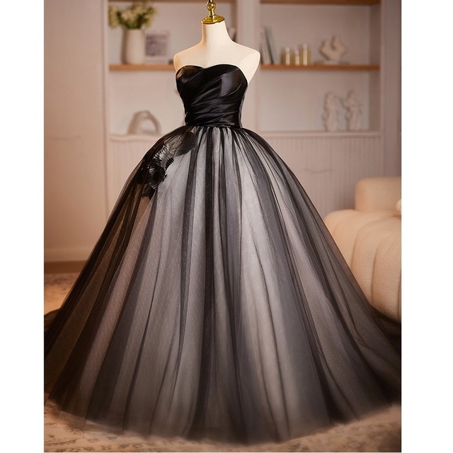 モノトーンメッシュスカートドレス　D0434