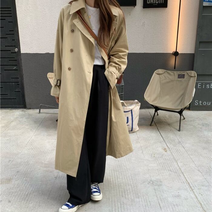 BFウインドブレーカーレディース2020年初秋新しい英国スタイルルーズネクタイウエストスーツ襟ダブルブレストコートジャケットトレンド クレセントシティ74979570866