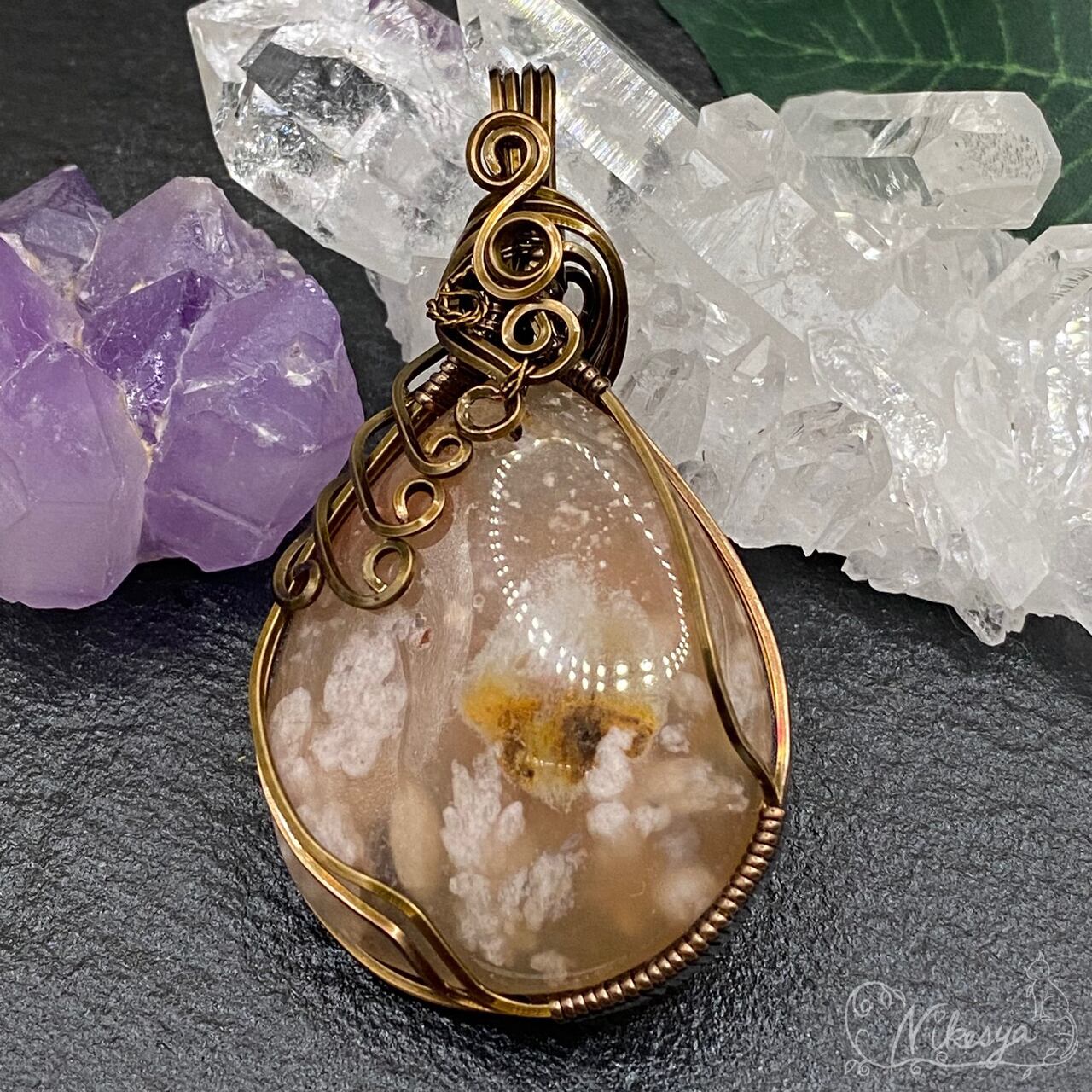 Ｋ１８天然石プレナイトペンダントトップ　アトリエ「之」デザイン制作 アトリエ にけ舎 K18天然石プレナイトペンダントトップ アトリエ