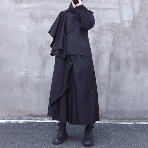 アシメスカートレイヤードワイドレッグパンツ(ruf_02512)