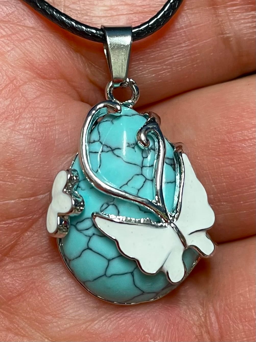 3) 「ターコイズ」フラワー&バタフライPT