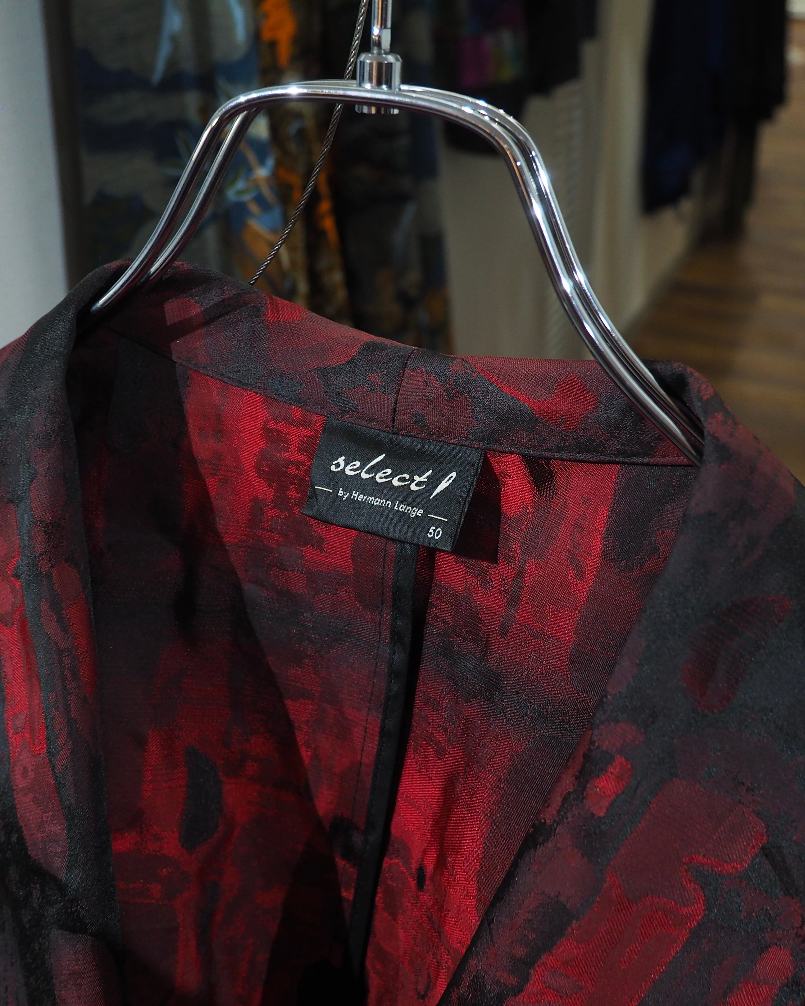 " 深紅 " Scale Embossed pattern Vintage loose Easy Tailored jacket