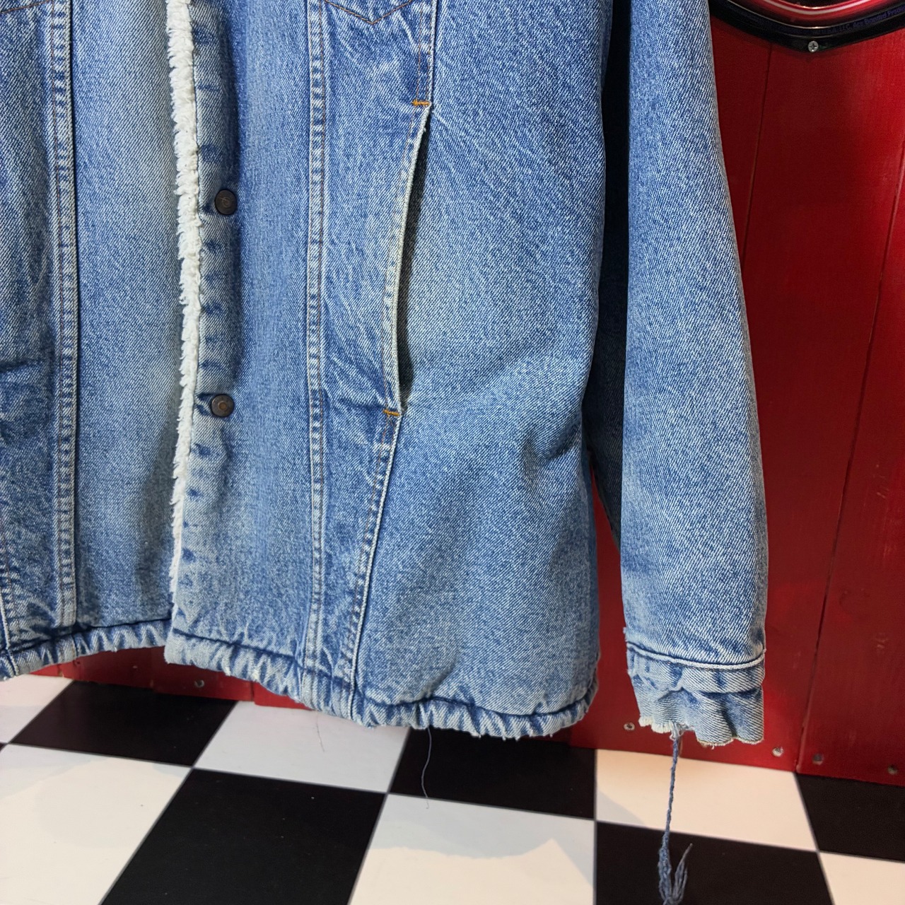 80s〜90s USA製　Levi’s ボアデニムジャケット　ミドル丈　ブルー　L リーバイス