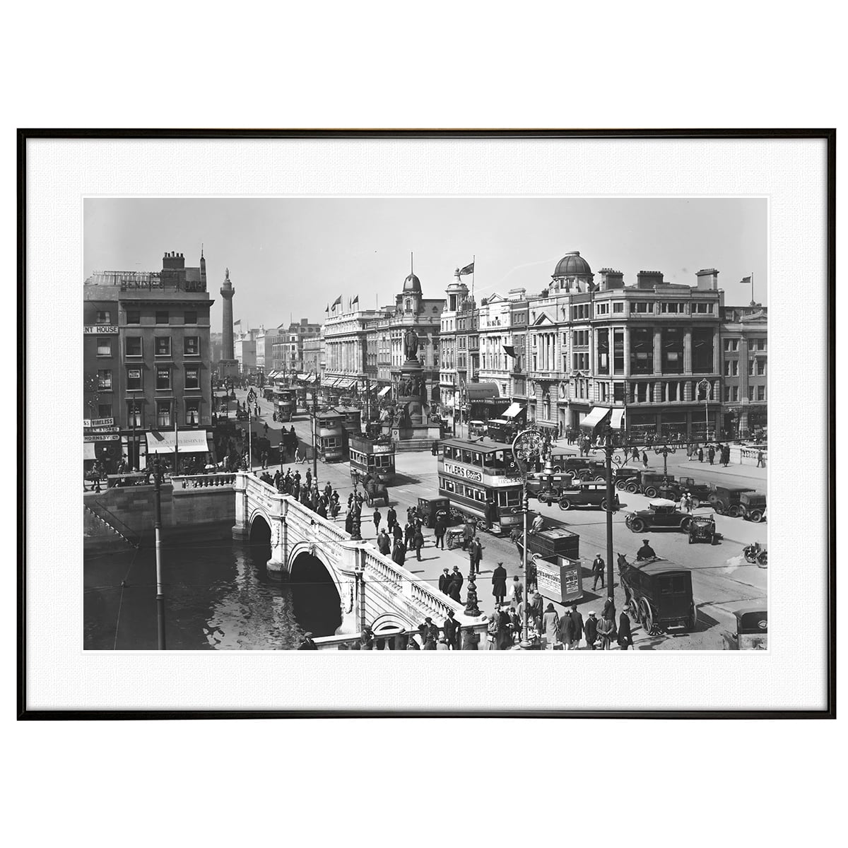 イギリス写真 1928年頃 アイルランド ダブリン オコーネル橋と記念碑の