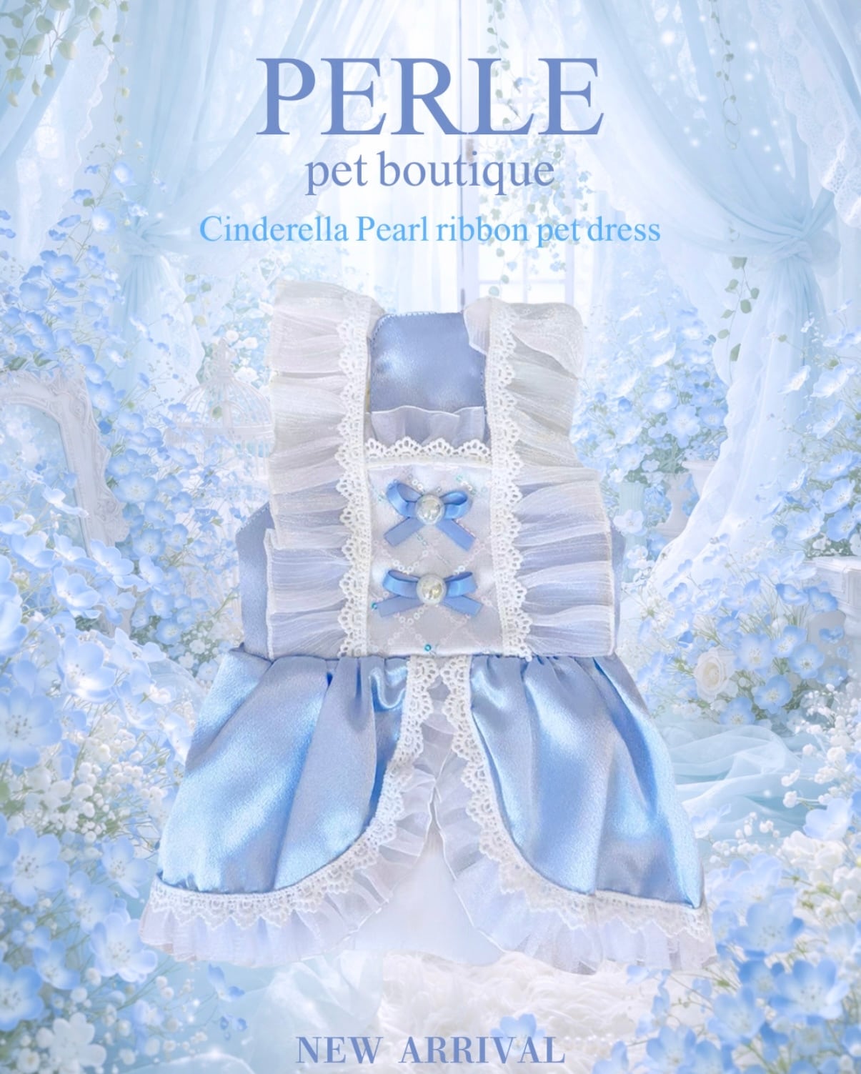 Cinderella Pearl ribbon pet dress