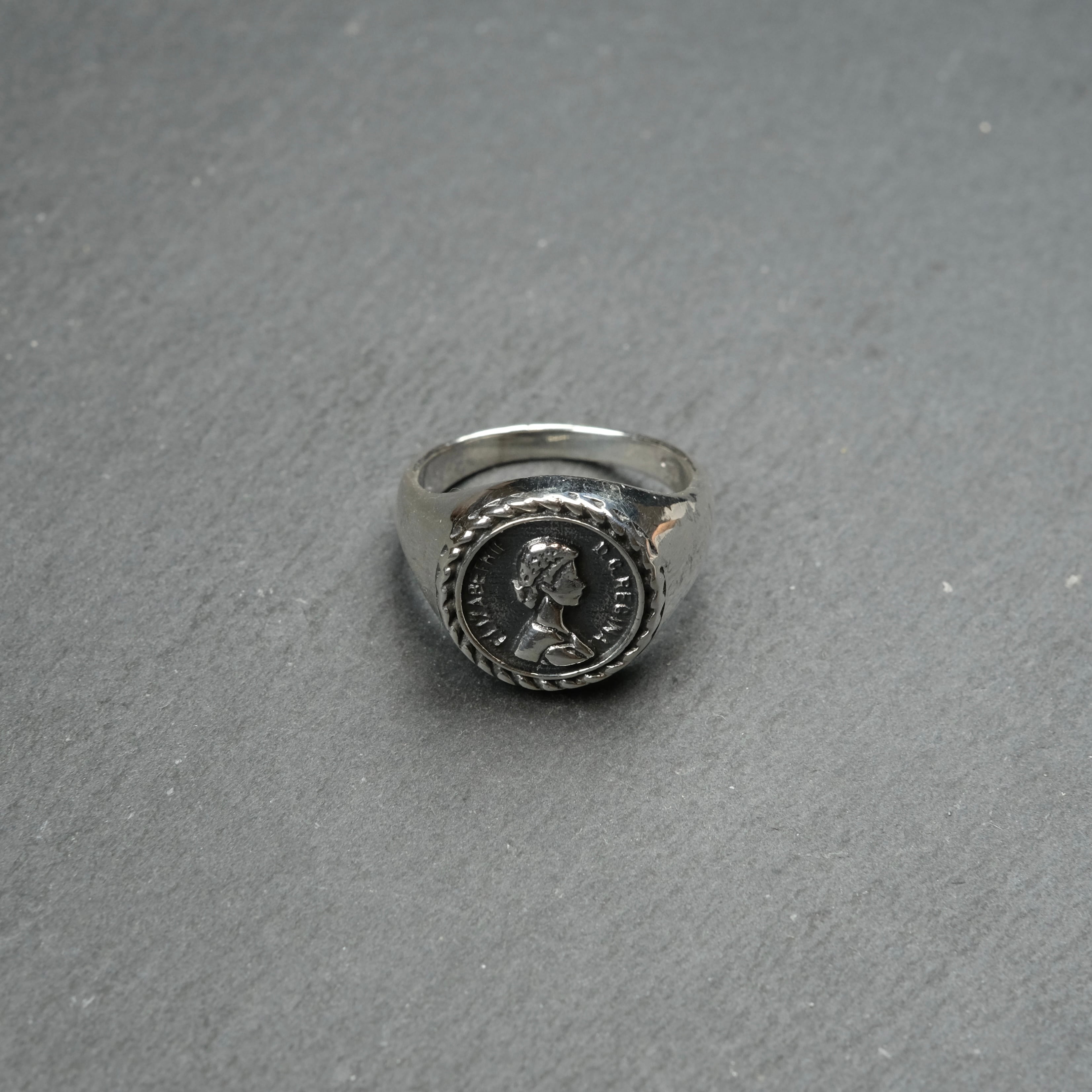 シルバー925 Silver エリザベス女王コインリング/軽研磨仕上げ/17号