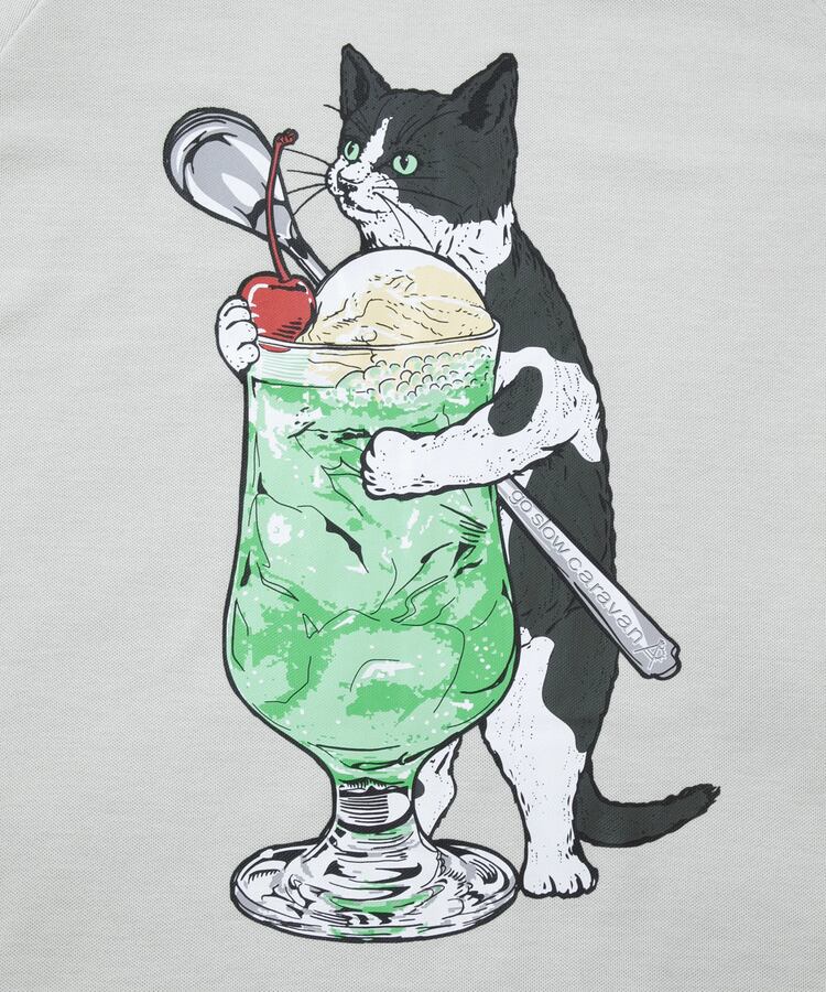 go slowcaravan】Drymix鹿の子 クリームソーダ猫ラグランTEE | shop Luchy
