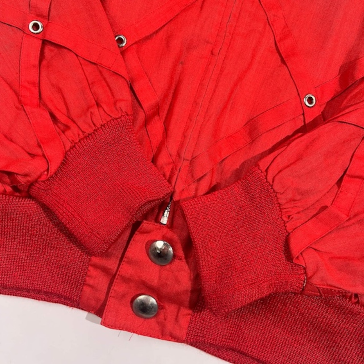 リネン混 伊太利屋 イタリヤ デザイン ジャケット ブルゾン 9A2/レッド系 レディース レトロ ビンテージ