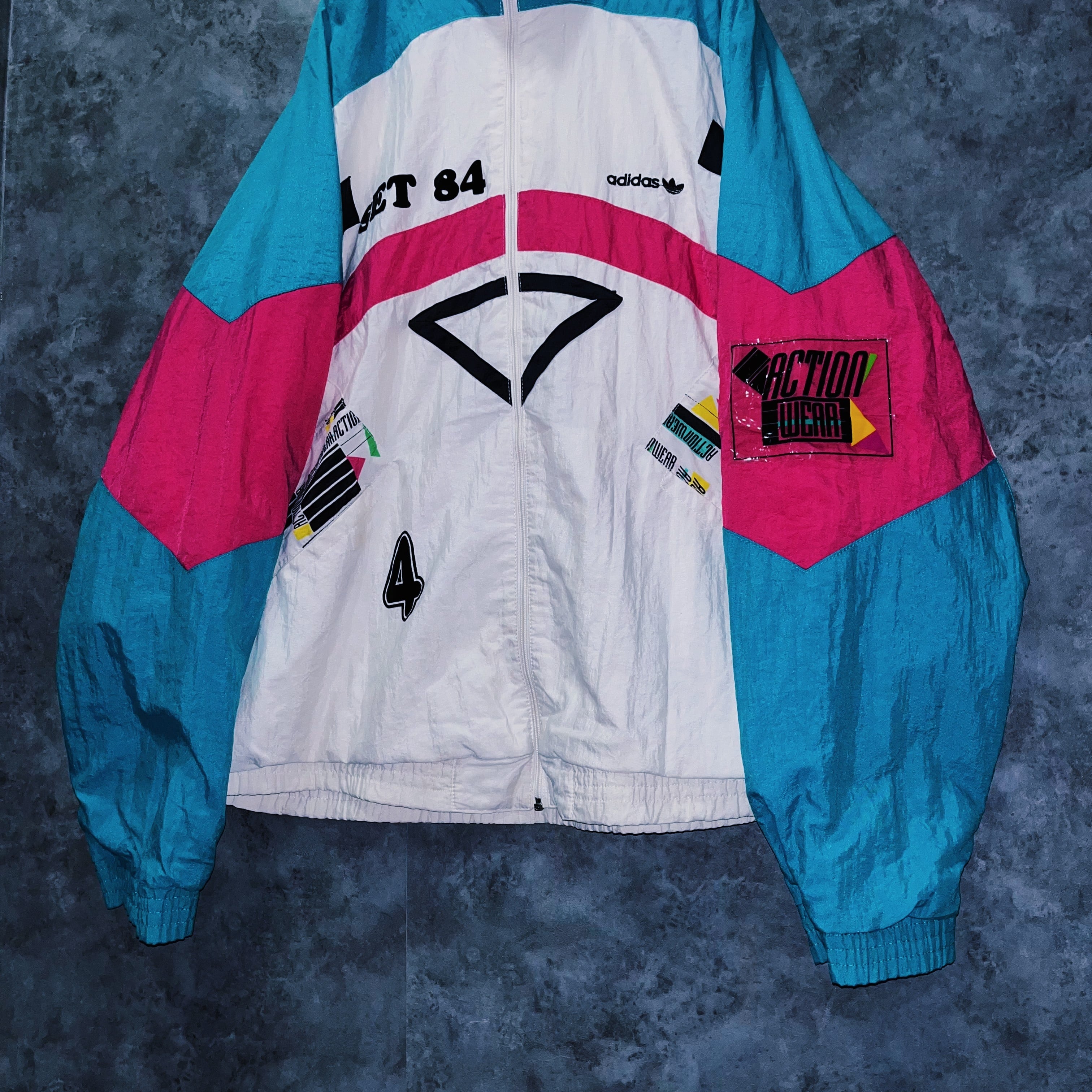 doppio】80's vintage “adidas” switching color design Nylon track