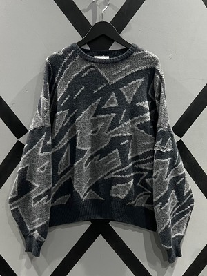 【X VINTAGE】"adidas" Geometric Pattern Alpaca Mix Vintage Knit