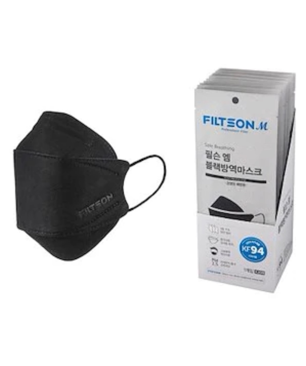 KF94認証マスク FILTSON 高性能 韓国製立体マスク Black 1箱20枚入り