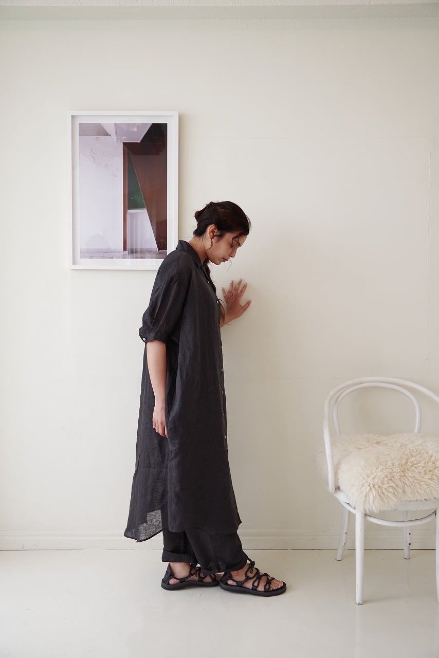 French Linen Open Collar S/S O/P