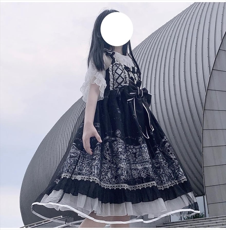 黒ゴスロリ ロリータ3点セット ゴシック スカート 姫袖ブラウス ウエストカバー Amazon.co.jp: [XHSUKADO] ゴスロリ 3点セット