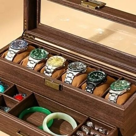 収納ボックス 腕時計 ジュエリーケース 引き出し 付き 窓付 6スロッ