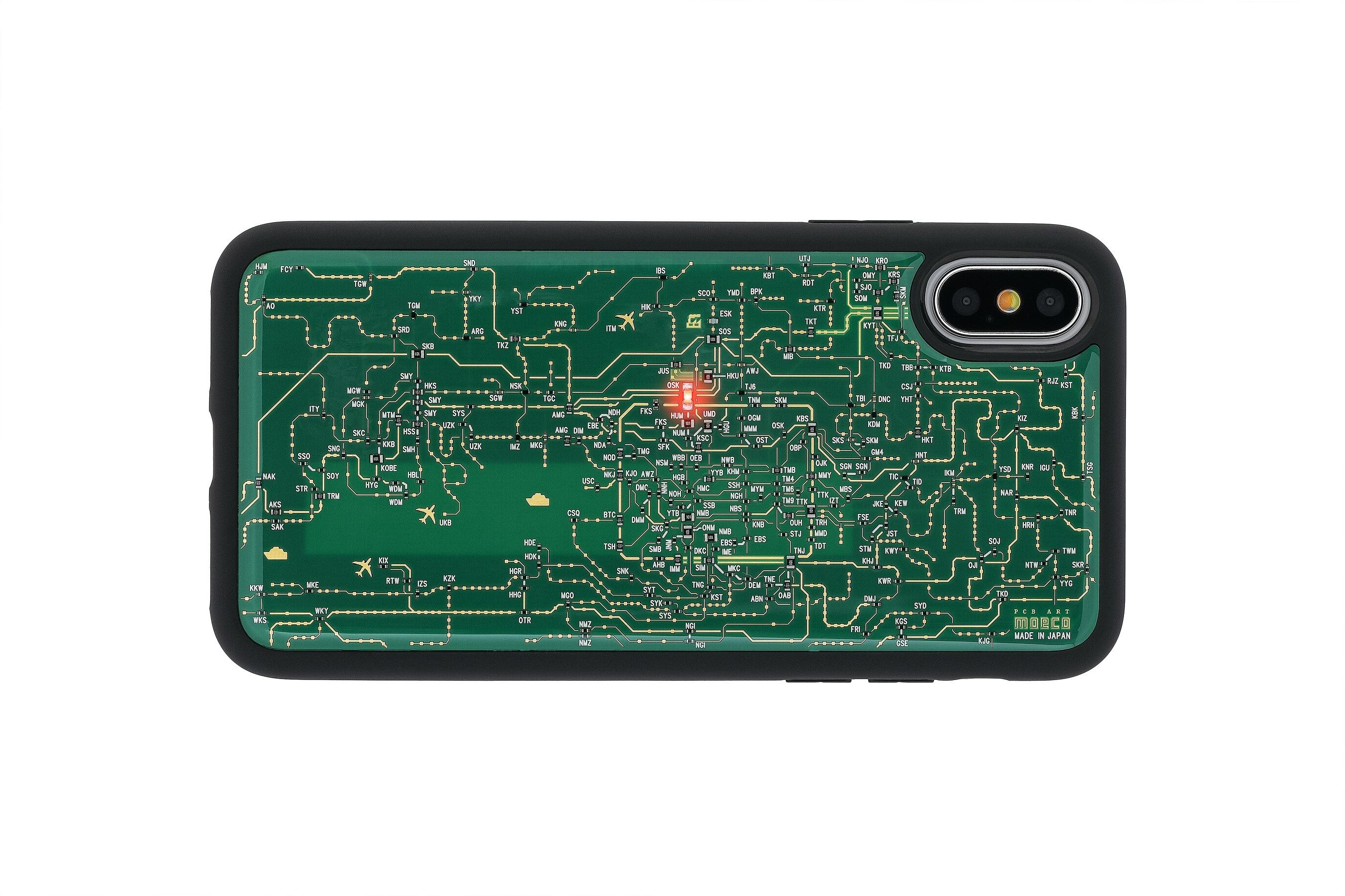 FLASH 関西回路線図 iPhone X/XSケース 緑