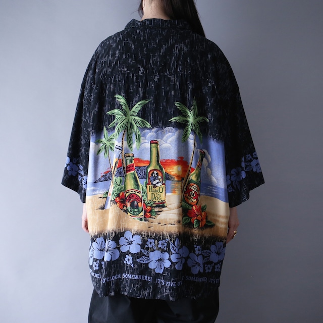 "BIG DOGS" XXX super over silhouette unique botanical pattern h/s shirt